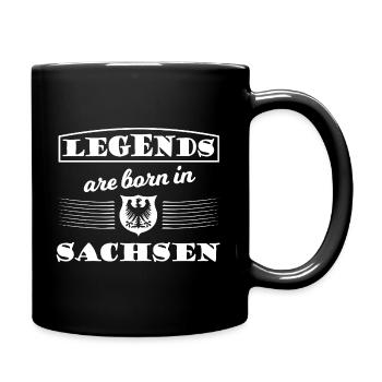 Legenden geboren in Sachsen - Tasse einfarbig - Schwarz - Rechts