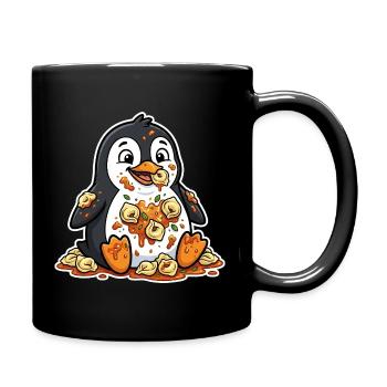 Cute Penguin with Tortellini Chaos - Full Colour Mug - black - Right