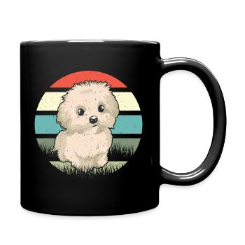 Malteser Retro Hündchen Hund - Tasse einfarbig - Schwarz - Rechts