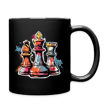 Schach Graffiti Figuren Design für Männer Geschenk - Tasse einfarbig - Schwarz - Rechts
