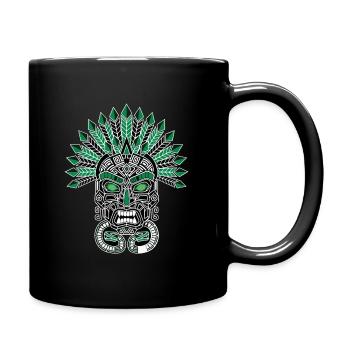Mayan Inca Mask Emerald White Totem Green - Full Colour Mug - black - Right