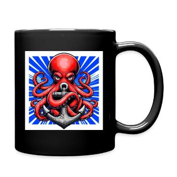 Un Poulpe embrasse une Ancre - Mug uni - noir - Droite