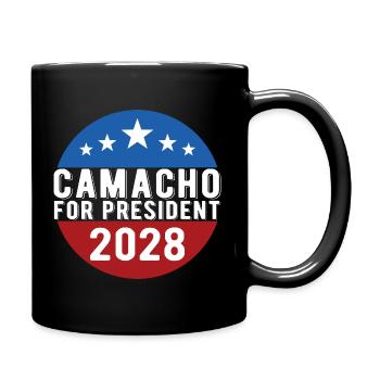 Camacho 2028 Emblem-Parodie Lustig, nicht sicher - Tasse einfarbig - Schwarz - Rechts