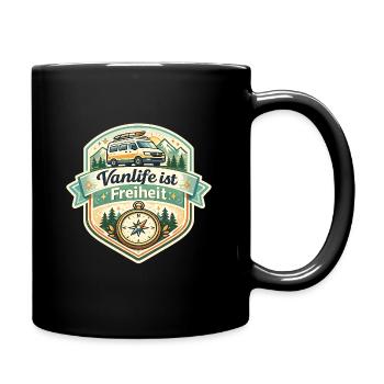 Vanlife ist Freiheit - Tasse einfarbig - Schwarz - Rechts