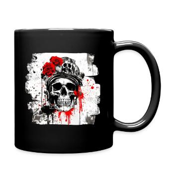 Rose Skull with Headphones - Full Colour Mug - black - Right