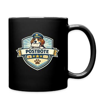 Postbote Hund Badge Motiv - Tasse einfarbig - Schwarz - Rechts