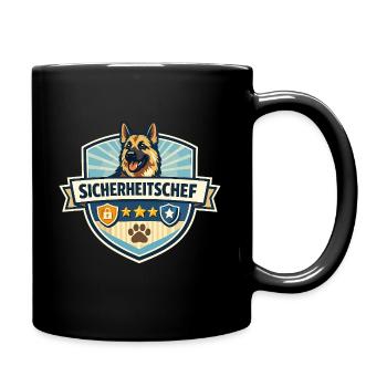 Sicherheitschef Schäferhund Logo - Tasse einfarbig - Schwarz - Rechts
