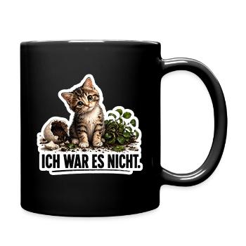 Ich war es nicht – Süße Katze Chaos lustiger Spruc - Tasse einfarbig - Schwarz - Rechts