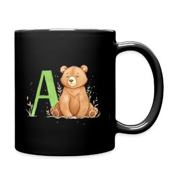 Alphabet Bear with Capital A - Full Colour Mug - black - Right