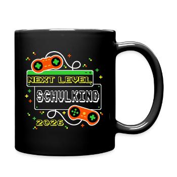 Next Level: Schulkind 2026 Gaming Einschulung - Tasse einfarbig - Schwarz - Rechts