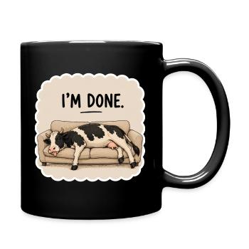 J’ai fini – Vache drôle sur le canapé - Mug uni - noir - Droite