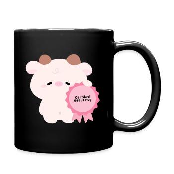 Zertifizierte Braucht Umarmung Kuh - Tasse einfarbig - Schwarz - Rechts