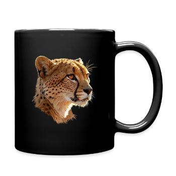 Leopardenkopf Kunstillustration - Tasse einfarbig - Schwarz - Rechts