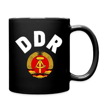 Retro DDR Fußball Shirt, Ostalgie Fan Design - Tasse einfarbig - Schwarz - Rechts