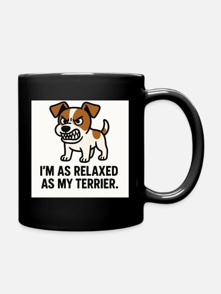 Terrier saying: Calm as my dog - Full Colour Mug - black