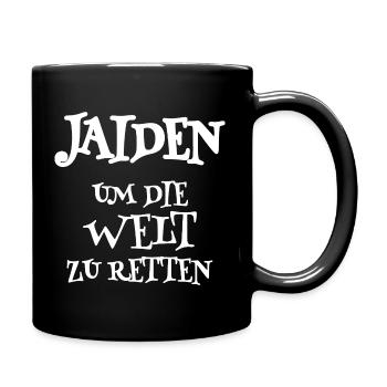 Jaiden als Spruch - Tasse einfarbig - Schwarz - Rechts