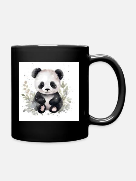 Panda cuddly friend in watercolor - Full Colour Mug - black