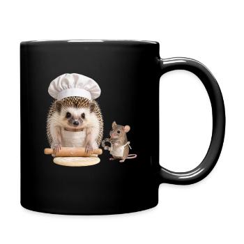 Igelbäcker mit Maushelfer - Tasse einfarbig - Schwarz - Rechts