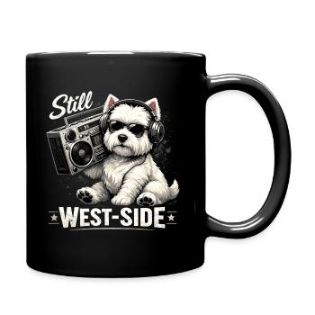 Cooler Westie mit Boombox: Still West-Side - Tasse einfarbig - Schwarz - Rechts