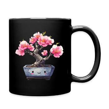Kawaii Bonsai Blütenfreude - Tasse einfarbig - Schwarz - Rechts