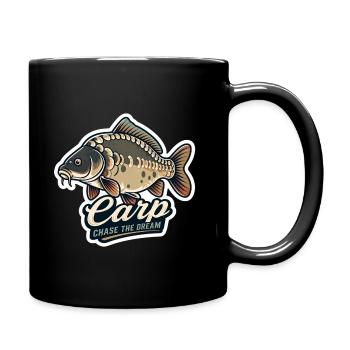 Carp Chase The Dream – Mirror Carp Fishing Design - Full Colour Mug - black - Right