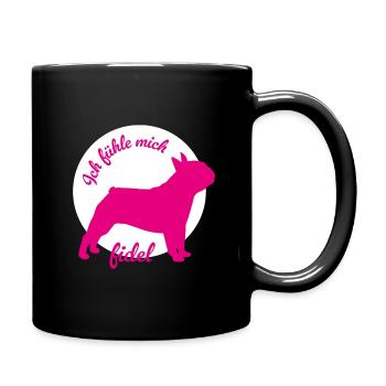 Pug fidel circle dogs humor office life animal love - Full Colour Mug - black - Right