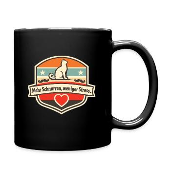 Mehr Schnurren, weniger Stress Badge - Tasse einfarbig - Schwarz - Rechts
