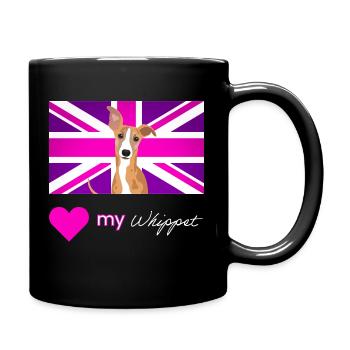 PURPLEWHIPPET (White text, Vibrant) - Full Colour Mug - black - Right