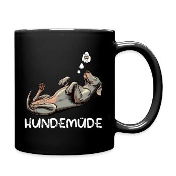 Hundemüde Weimaraner Weimaranerhalter Silbergeist - Tasse einfarbig - Schwarz - Rechts