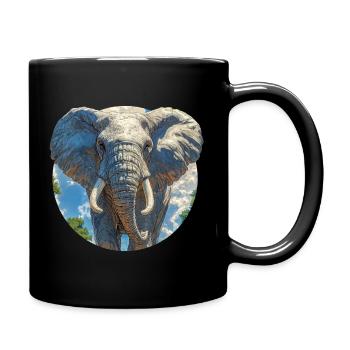 Elefantendesign - Tasse einfarbig - Schwarz - Rechts