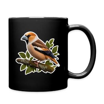 Edler Kernbeißer Sticker – Detailreiche Natur-Illu - Tasse einfarbig - Schwarz - Rechts