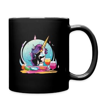 Licorne colorée dans une tasse de fête - Mug uni - noir - Droite