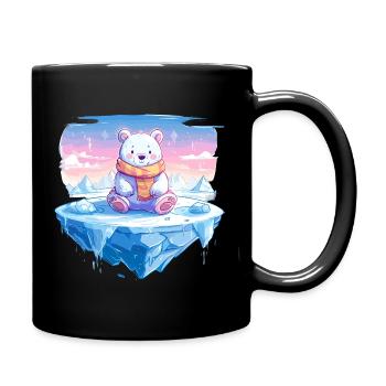 Polarlicht-Bär auf Eis - Tasse einfarbig - Schwarz - Rechts