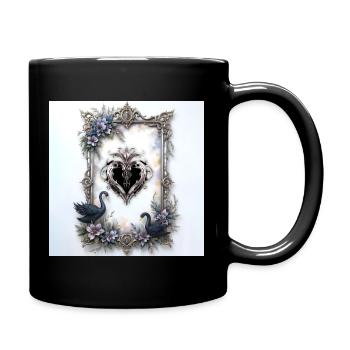 Zierherz im Blumenrahmen - Tasse einfarbig - Schwarz - Rechts