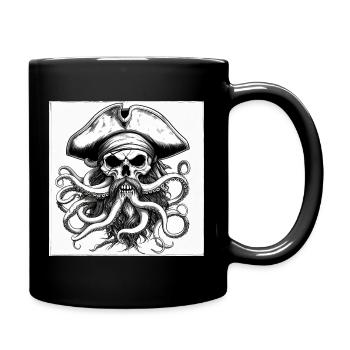 Pirate skull and octopus ink - Full Colour Mug - black - Right