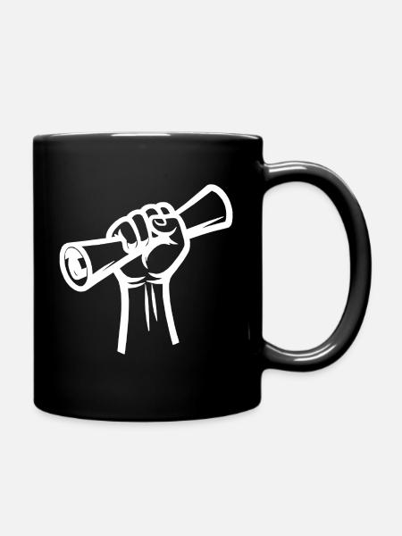 Raised fist holding a roller - Full Colour Mug - black