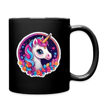 Starry Rainbow Unicorn - Full Colour Mug - black - Right
