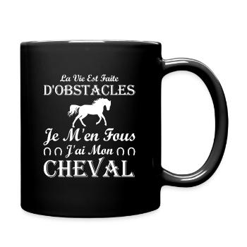 je m en fous j ai mon cheval / humour cheval - Mug uni - noir - Droite