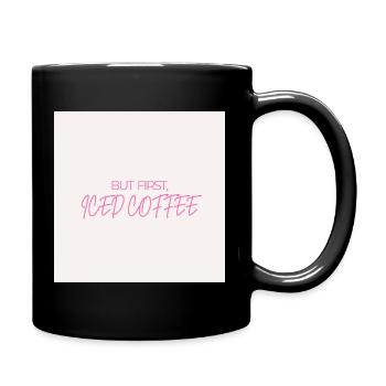 "ABER ZUERST EISKAFFEE" Grafik-Te-Design - Tasse einfarbig - Schwarz - Rechts