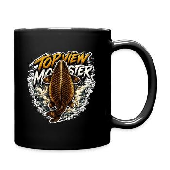 Top View Carp Splash Fishing Design - Full Colour Mug - black - Right