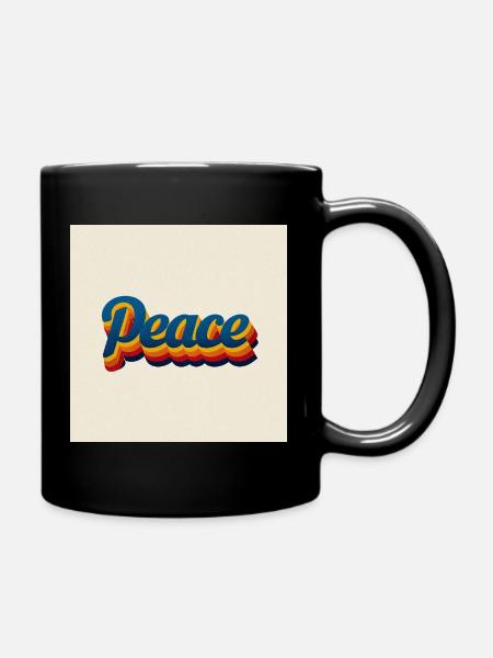 70s Peace Design - Full Colour Mug - black