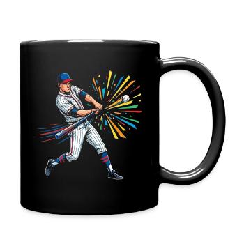 Pop Art coloré du batteur de baseball - Mug uni - noir - Droite