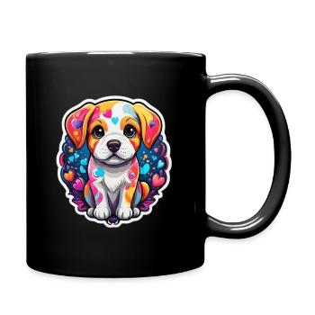 Rainbow Puppy Happy Heart - Full Colour Mug - black - Right