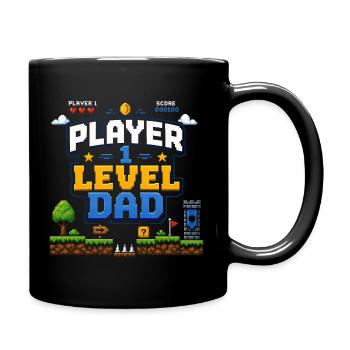 Pixellevel Vater: Retro Spielwelt - Tasse einfarbig - Schwarz - Rechts