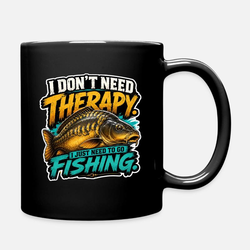 Mirror Carp Fishing Funny Angler Design - Full Colour Mug - black