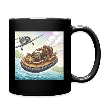 Poursuite fluviale en bateau à air steampunk - Mug uni - noir - Droite