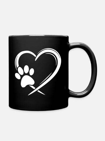 Pfote Herz - Tasse einfarbig - Schwarz