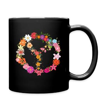 Flower Power Peace Symbol - Tasse einfarbig - Schwarz - Rechts