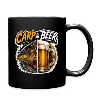 Carp And Beer Funny Fishing Design - Full Colour Mug - black - Right