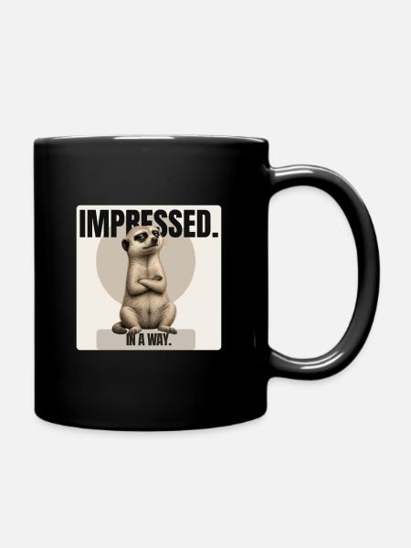 IMPRESSED Funny Meerkat Design - Full Colour Mug - black